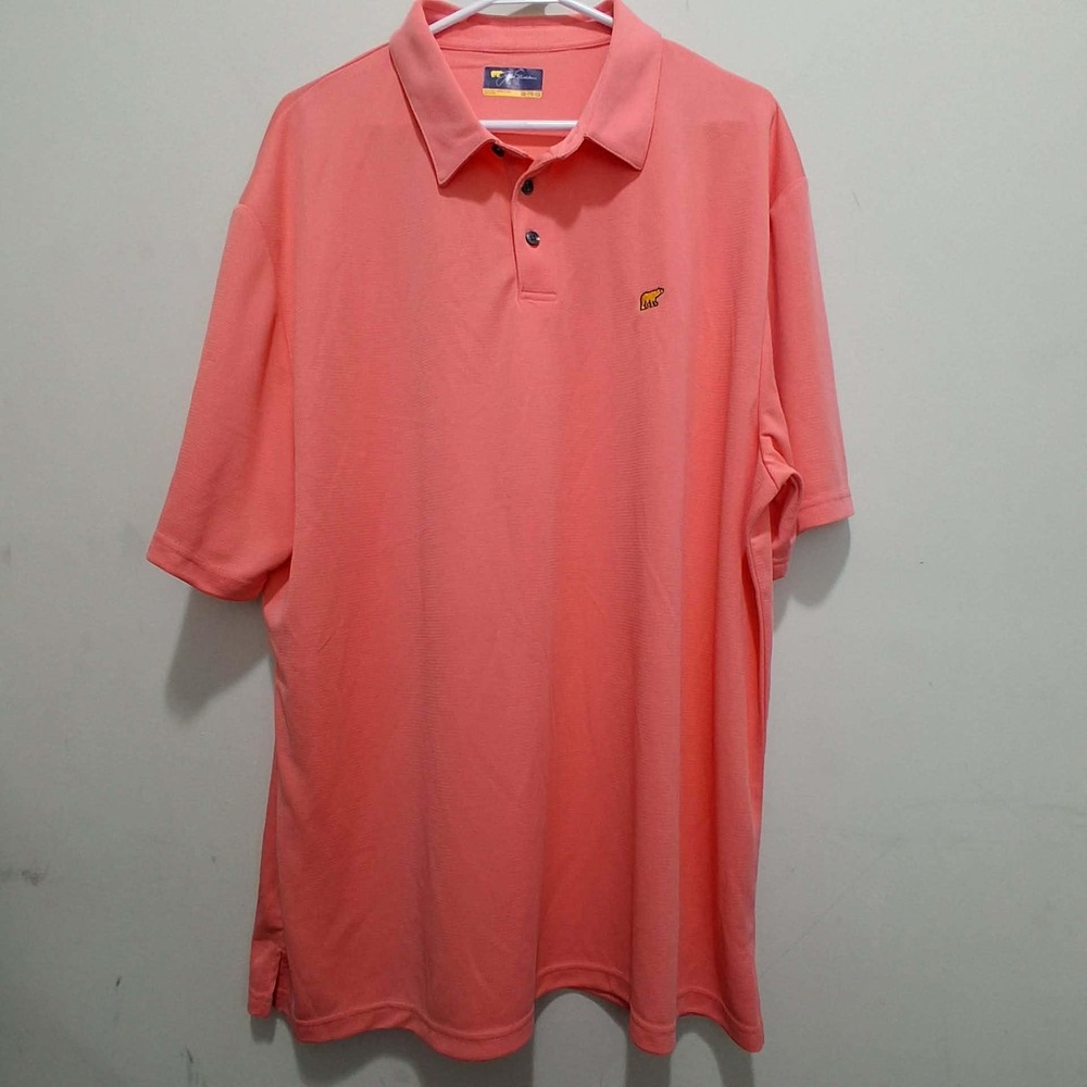 Jack Nicklaus Mens XXL Coral‎ Pink Short Sleeve Golden Bear Golf Polo Shirt